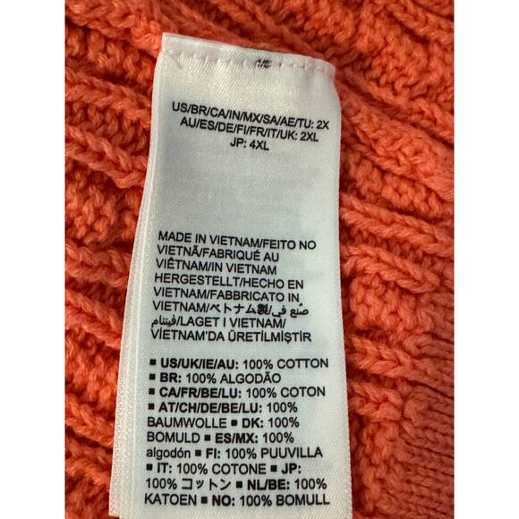 Amazon Essentials 2X Coral Cotton Cable Knit Turtleneck Sweater Fisherman Cozy - Picture 9 of 10